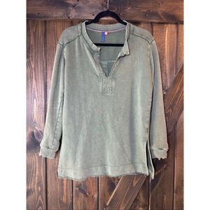 ANTHROPOLOGIE Pilcro Split Hem Tunic Distressed Sweatshirt